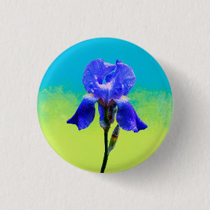 Iris flower  3 cm round badge