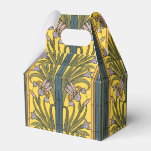 Iris Flower Art Nouveau Stained Glass Blue Gold Favour Box