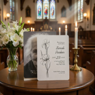 Iris Flower Celebration of Life Memorial Card