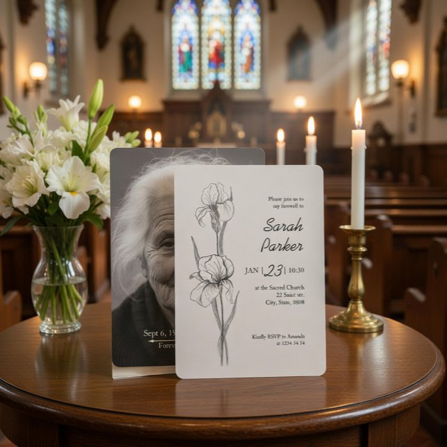 Iris Flower Celebration of Life Memorial Card (Creator Uploaded)