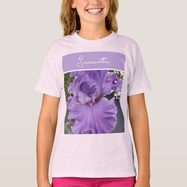 Iris Flower Flowers Purple Lavender Lilac Floral T-Shirt (Front)