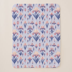 Iris Flower Pattern Sherpa Blanket