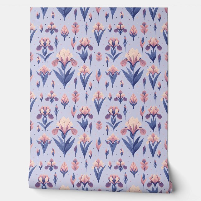 Iris Flower Pattern Wallpaper (Unrolling)