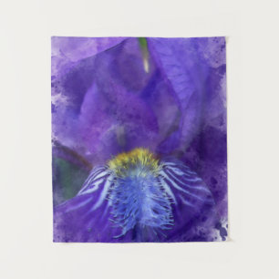 Iris Flower Purple Watercolor Tapestry