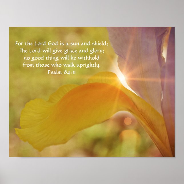 Iris Flower Sunshine Scripture Photographic Art Poster (Front)