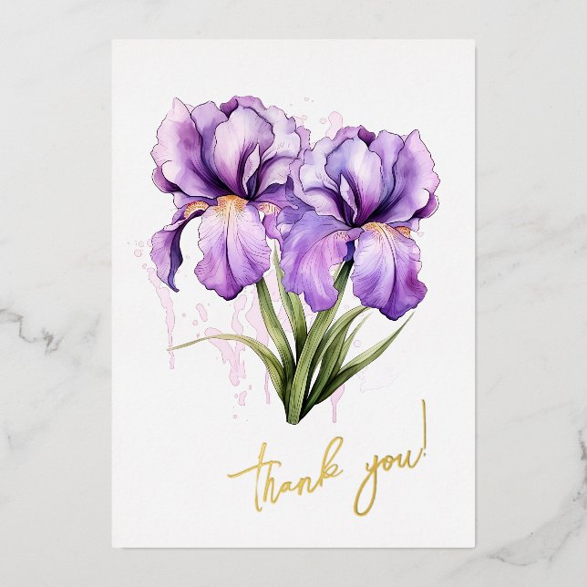Iris Flower "Thank you!" Editable (Front)