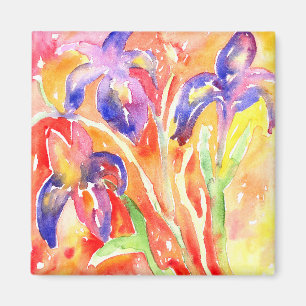 Iris Flower Watercolor Painting Magnet