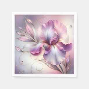 Iris Flower With Gold Etch Napkin