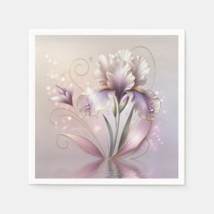 Iris Flower With Gold Etching Napkin