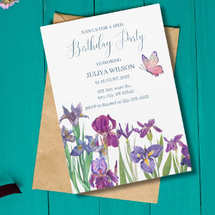 Iris flowers 16th Birthday Party  Invitation