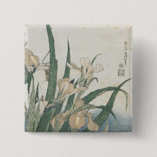 Iris Flowers and Grasshopper, c.1830-31 15 Cm Square Badge