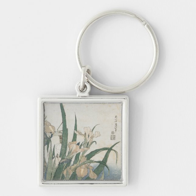 Iris Flowers and Grasshopper, c.1830-31 Key Ring (Front)