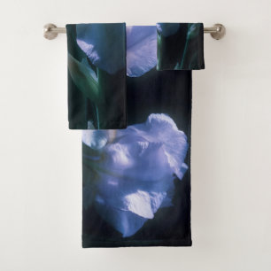 Iris Flowers at Twilight Beach Towel