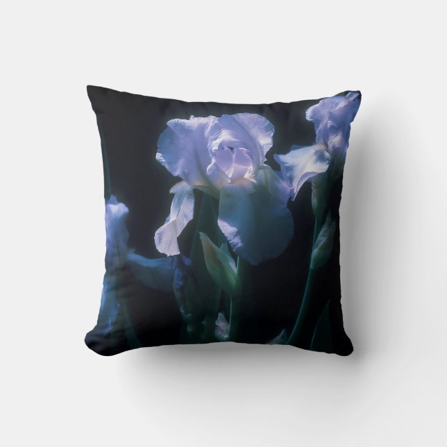 Iris Flowers at Twilight Beach Towel Cushion (Front)