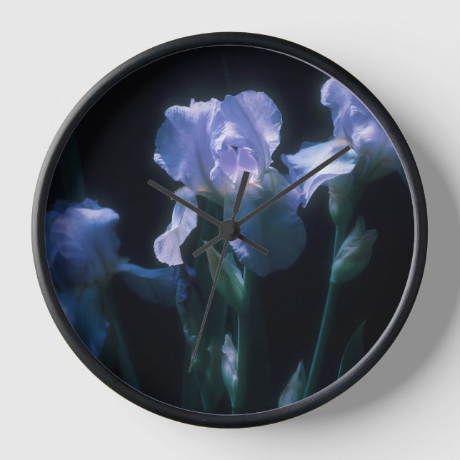 Iris Flowers at Twilight Clock (Front)