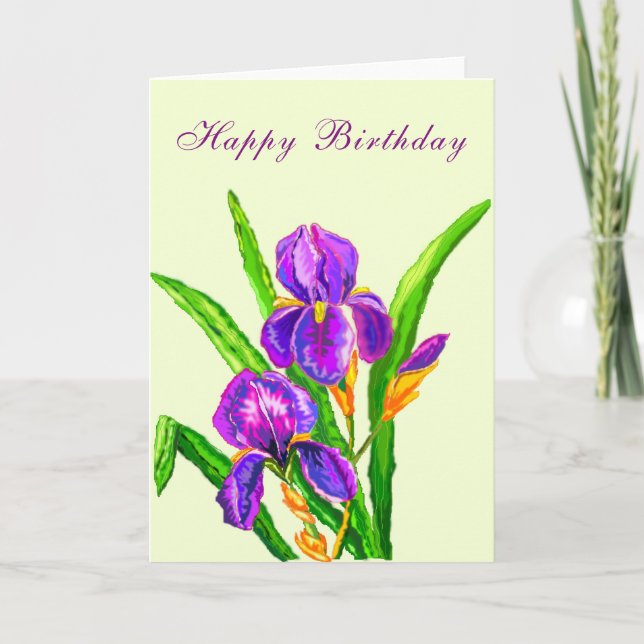 Iris Flowers Birthday Card (Front)