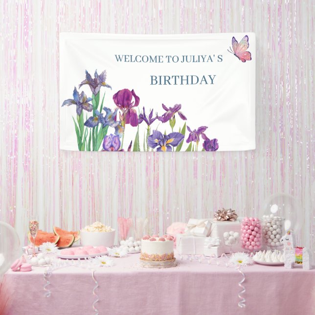 Iris flowers Birthday Party  Banner (Party)