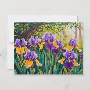 Iris Flowers Blooming in Summer Garden Postcard