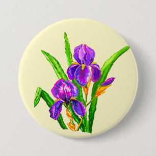 Iris Flowers Button Irises - Your Colour - Text