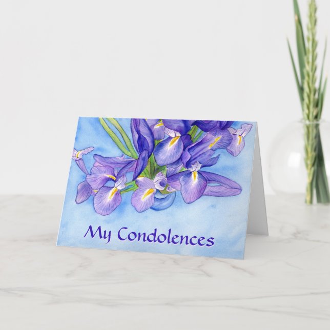 Iris Flowers Condolences Custom Greeting Cards (Front)