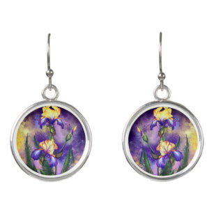 Iris Flowers Earrings Irises Painting