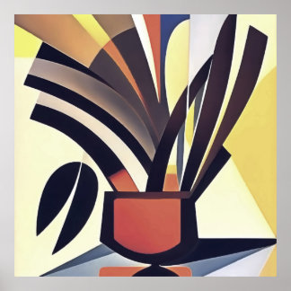 Iris Flowers In A Vase Abstract Geometric Art Poster