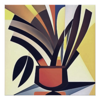 Iris Flowers In A Vase Abstract Geometric Art Poster