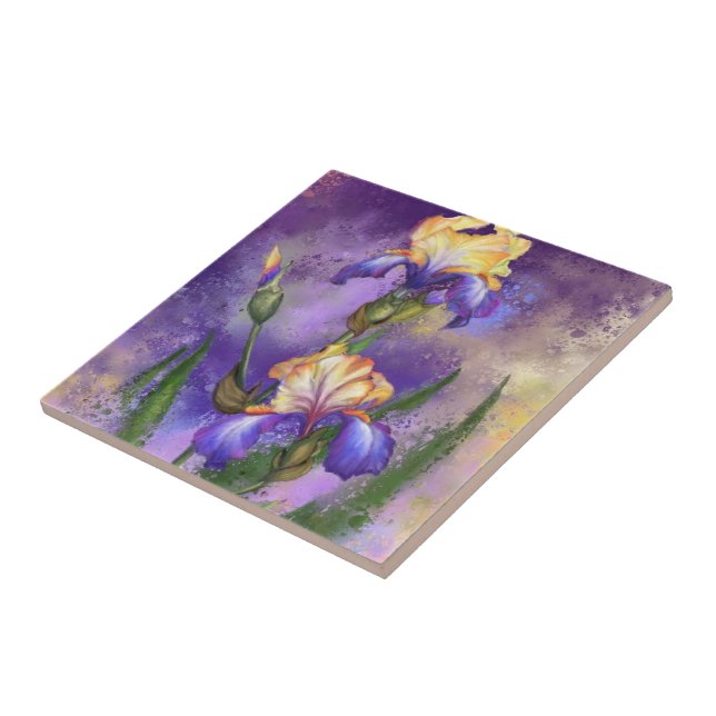 Iris Flowers Purple Tile (Side)