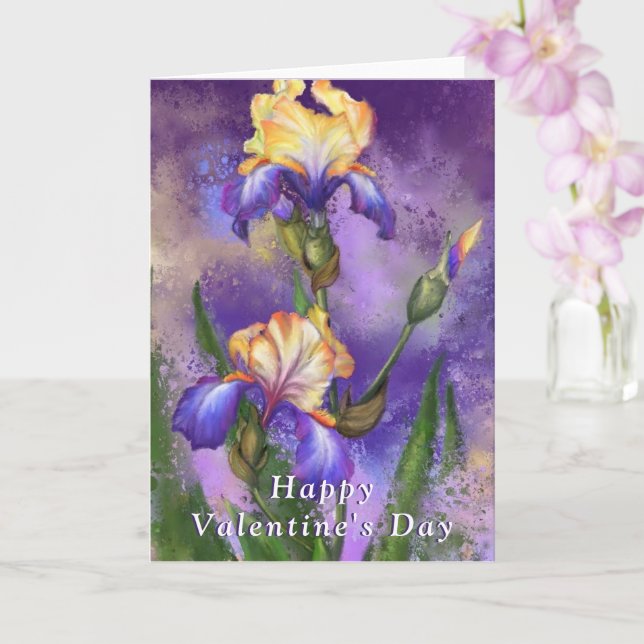 Iris Flowers Valentine's Day Card (Orchid)