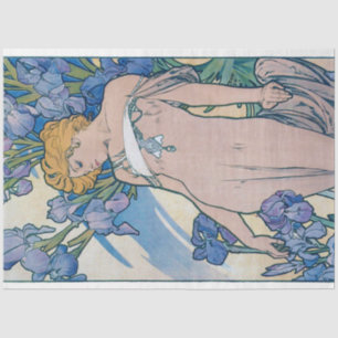 Iris (Four Flowers), Alphonse Mucha Tissue Paper
