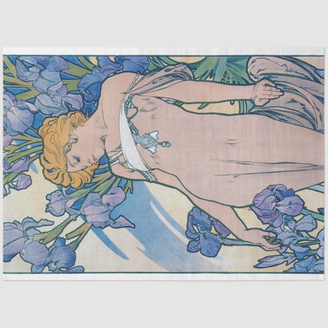 Iris (Four Flowers), Alphonse Mucha Tissue Paper (Front)