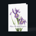 Iris Garden Daughter Birthday Card<br><div class="desc">Two beautiful Louisiana irises grace the front of this birthday card. Drawn with pastels, the purple irises create a delicate and eye-catching design to honour your daughter. The words “Happy Birthday, Daughter” are written across the front. The inside holds a sweet sentiment that you can either keep or customise. Make...</div>