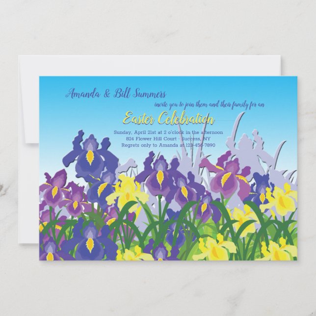 Iris Garden Flowers Invitation (Front)