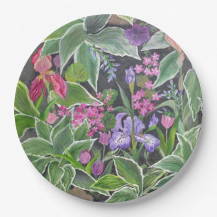 Iris Garden Paper Plate