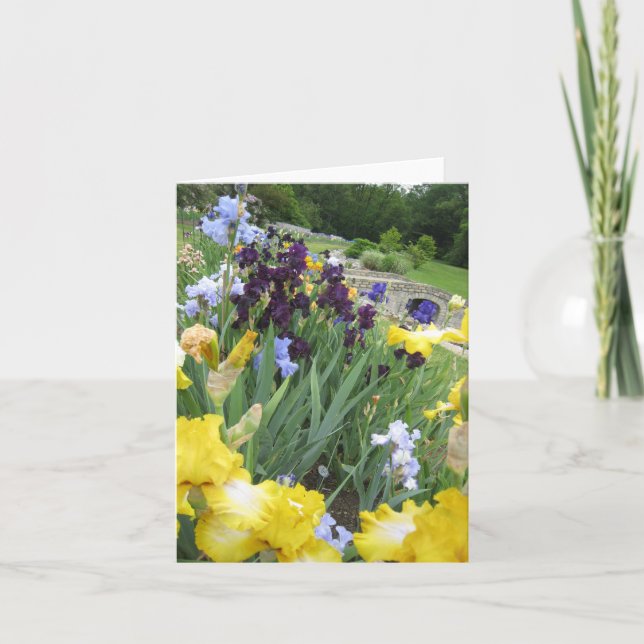 Iris Garden Small Blank Note Card (Front)