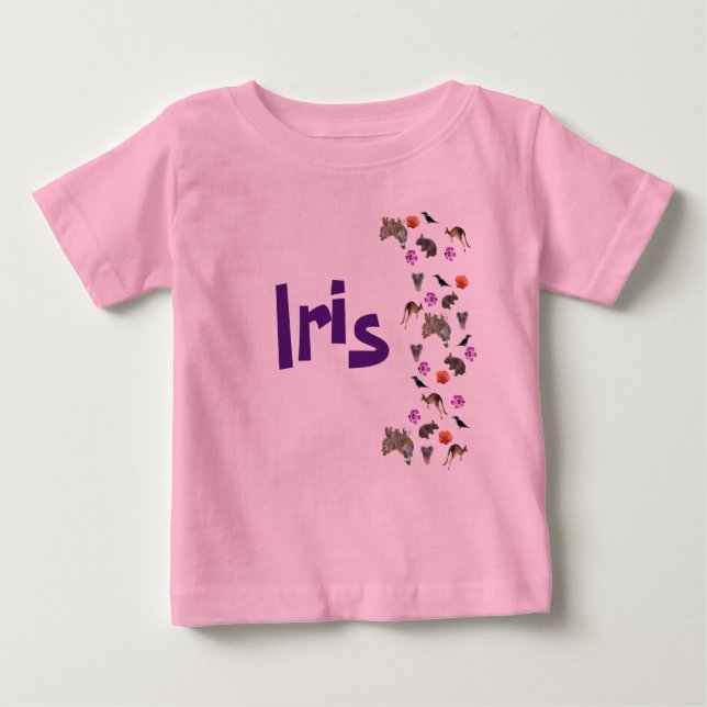 Iris, Girls Name With Australian Wildlife,  Baby T-Shirt (Front)