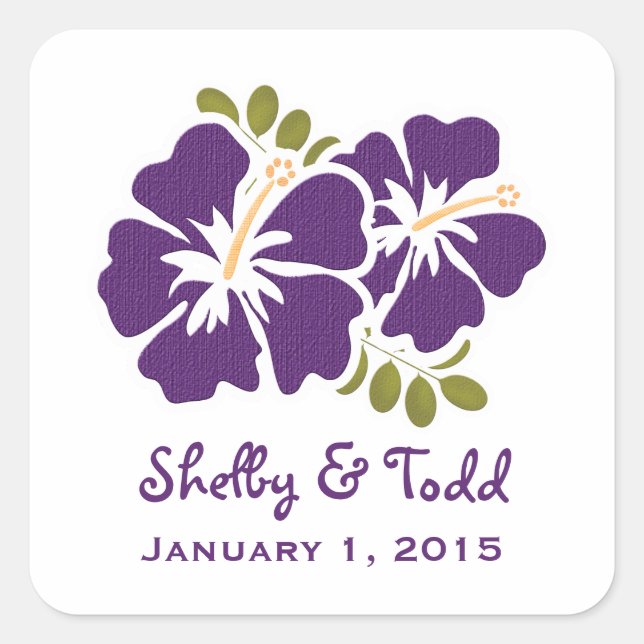 Iris Hibiscus Favour Label Stickers (Front)