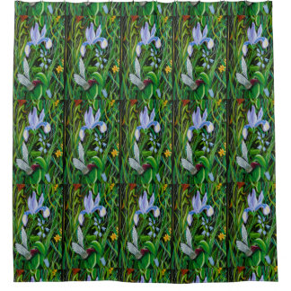 Iris Hummingbirds Shower Curtain
