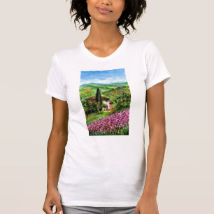 IRIS IN TUSCANY /Green Purple Flower Fields T-Shirt
