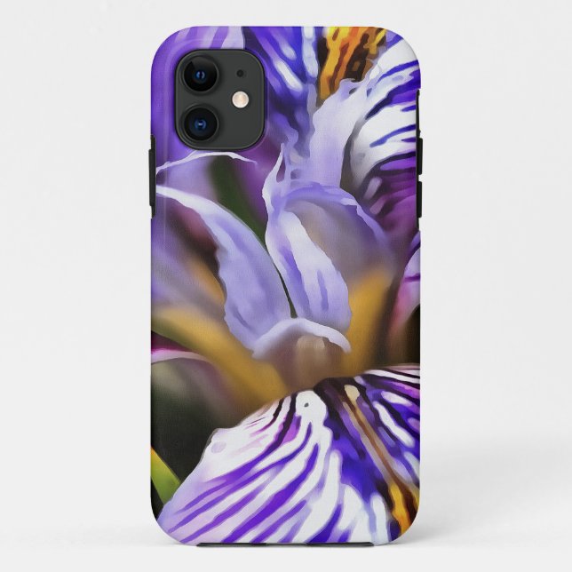 Iris In Violet Lilac and Purple Botanical Art Case-Mate iPhone Case (Back)