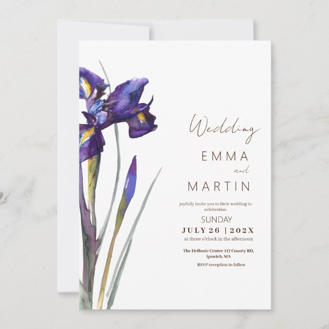  Iris Invites for Wedding Flower Wedding (Front)