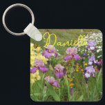 Iris irises floral Flowers Cottage Garden Birthday Key Ring<br><div class="desc">Yellow Bearded Iris floral Flowers Birthday Card. Designed from one of original floral photo from my garden.</div>