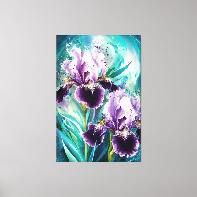 *~* Iris Irises Flower Painting AP84 Canvas Print (Front)