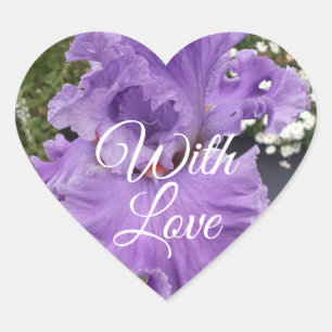 Iris Irises Purple Flower Floral Lavender Square S Heart Sticker