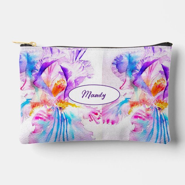 Iris Irises Purple Flower Floral Womans Name Accessory Pouch (Front)