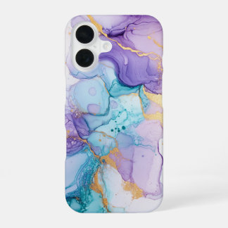 Iris Lumière Luxury Lavender Aqua Watercolor iPhone 16 Case