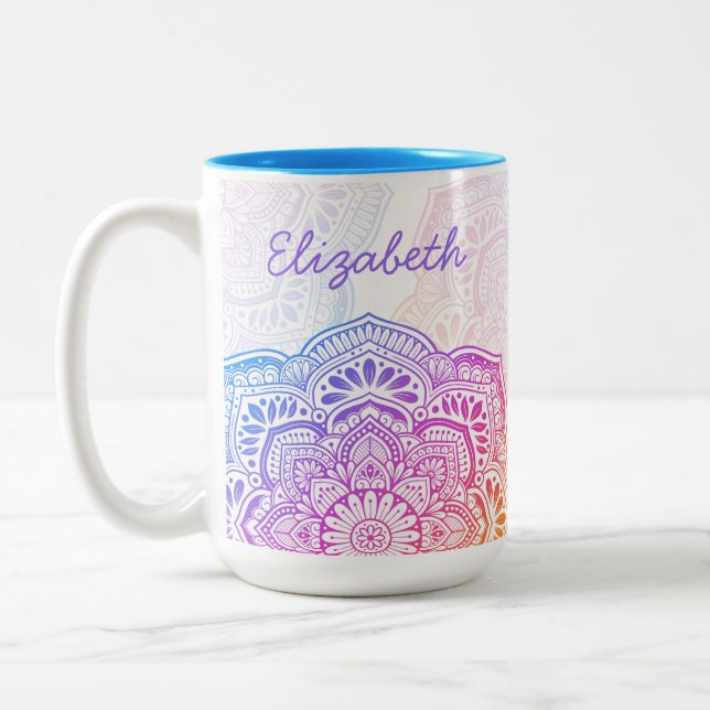 Iris Mandala 15 oz. Personalised Mug (Left)