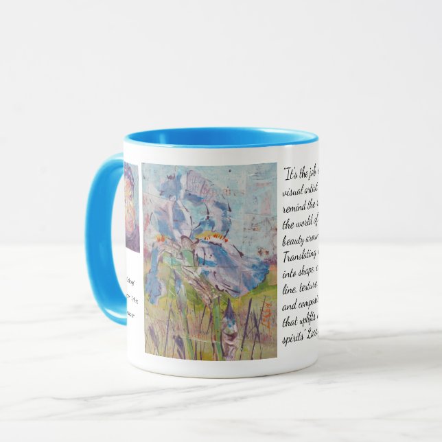 Iris On Collage / Artist Larry Lerew Mug (Front Left)