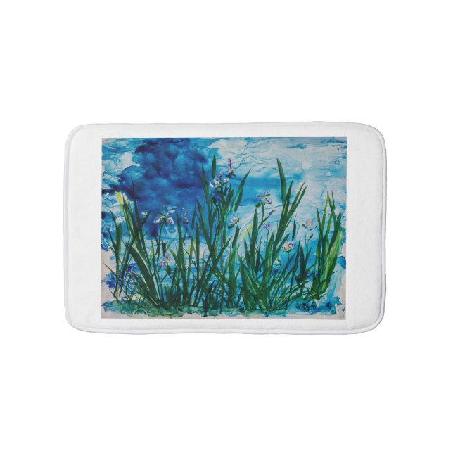 Iris on the Water Edge Small Bath Mat (Front)
