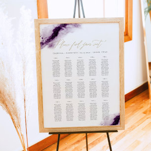 IRIS   Plum Purple Watercolor Gold Seating Chart